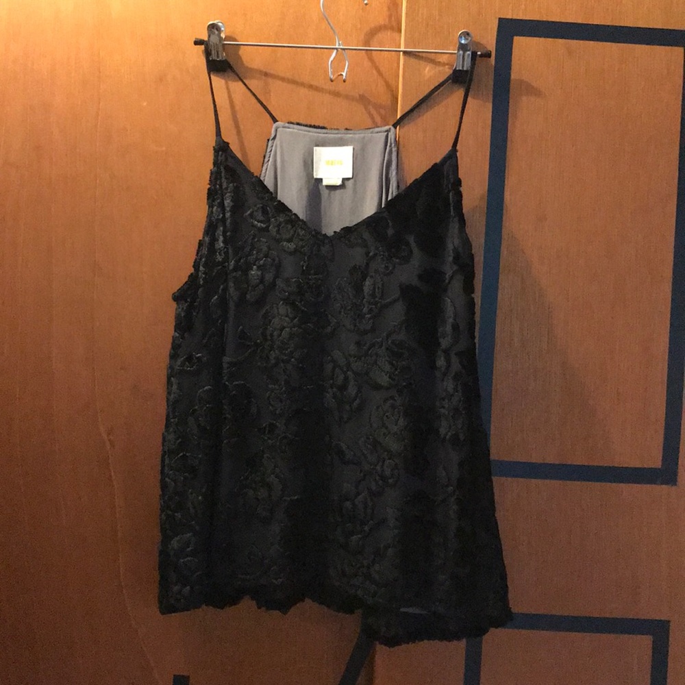 Anthropologie floral velvet top